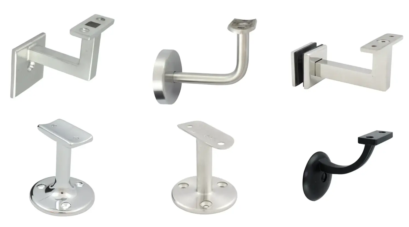 Handrail brackets in stainless steel, black & upright varieties 