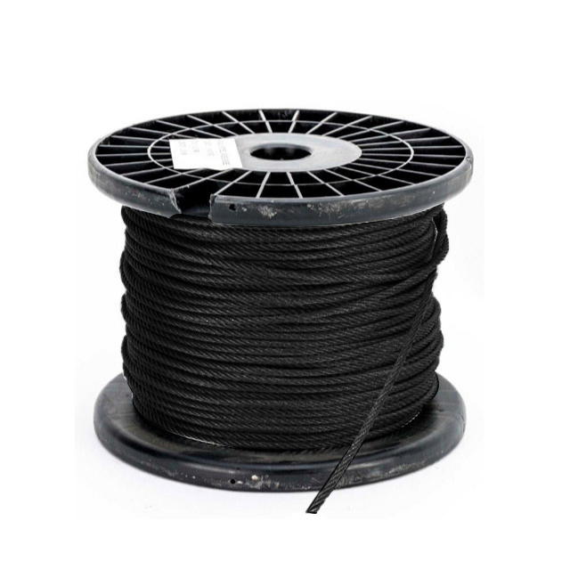 3.2mm BLACK Wire Cable Rope - 1x19 - 100 metre Reel