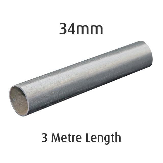 34mm Round Galvanised Pipe - 3 metre Length