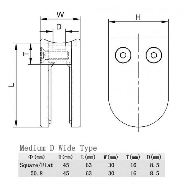 Medium D Clamp - 10 or 12mm Glass - Flat Back - Satin