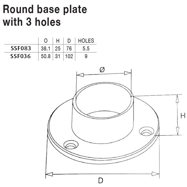 Round Base Plate for 50.8 Round Mirror Tube