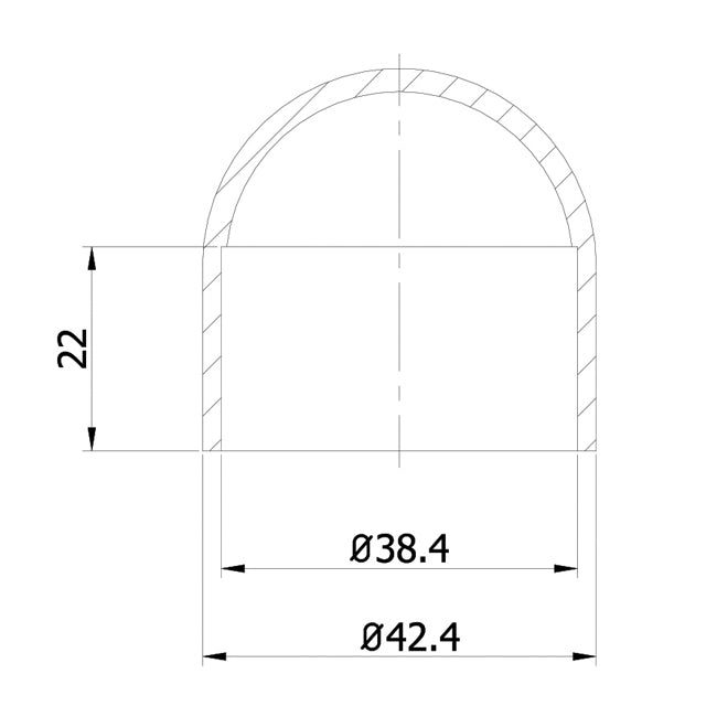 Designer Rail - 43mm diam - Domed End Cap (Black)