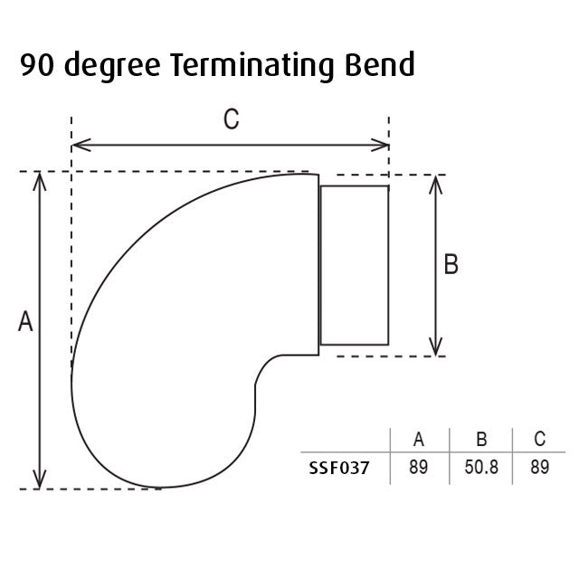 90 degree Terminating Bend for 50.8 Round Mirror Tube