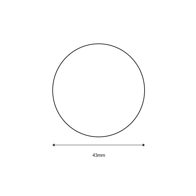 CAD drawing of 43mm dowel