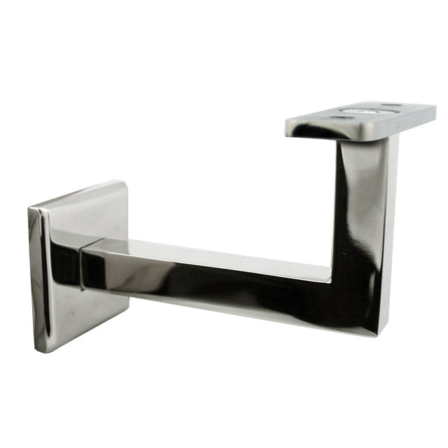 80mm Square Handrail Bracket - Flat Cradle (Mirror)