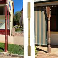 Treated Turned Porch Post - Old v New
