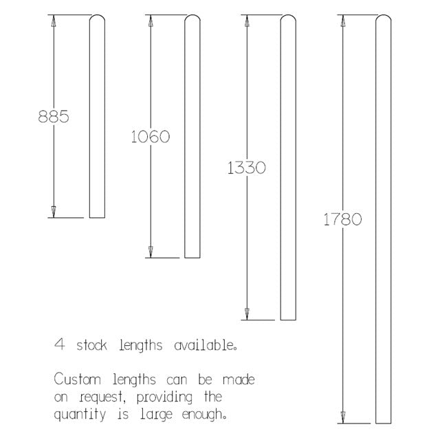 "Round" Fence Picket in Treated Pine - Various Lengths