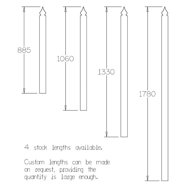 "Spade" Fence Picket in Pine - Various Lengths