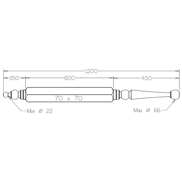 Turned Roof Finials 1200x68sq
