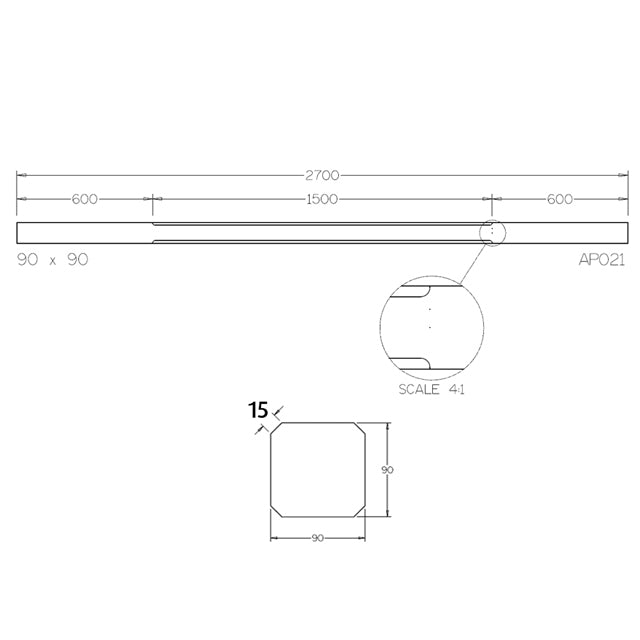 Chamfered Verandah Posts 2700x90q