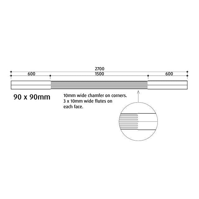 Fluted and Chamfered Verandah Posts 2700x90sq