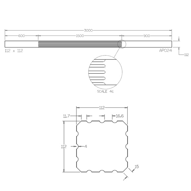 Fluted and Chamfered Verandah Posts 3000x112sq