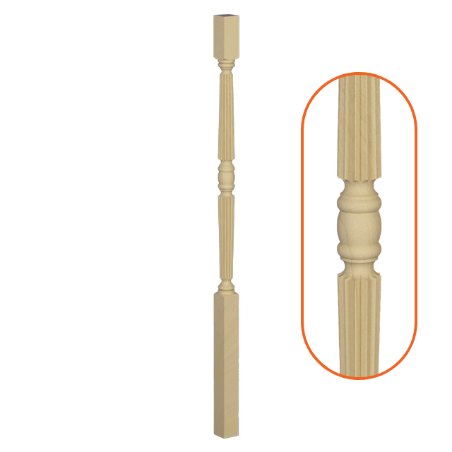 Windsor Turned & Fluted Timber Balusters 1000x42sq