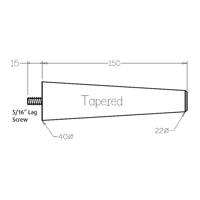 150mm Mid-Century Tapered Leg (Oak)