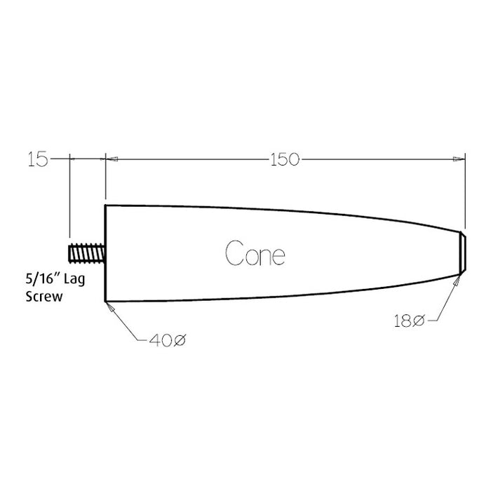150mm Mid-Century Cone Leg (Oak)