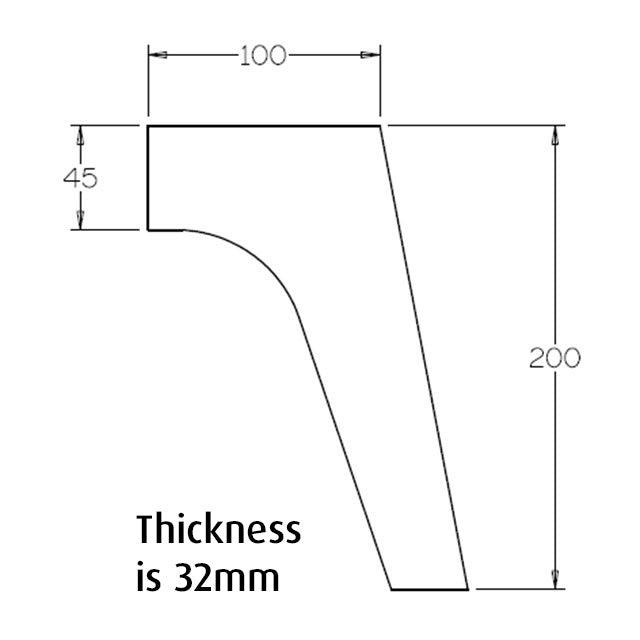 200mm Mid-Century Splayed Leg (Oak)