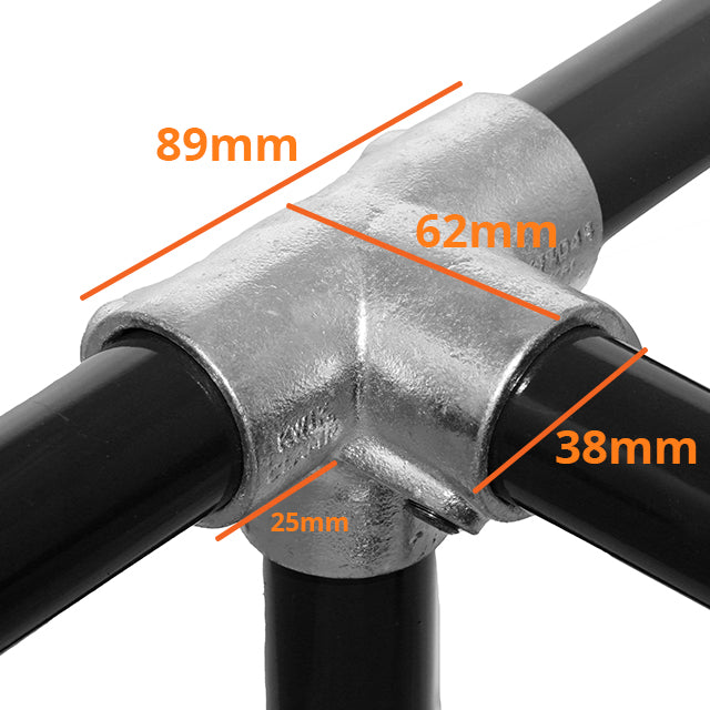 3-Ways Centre T for 27mm Galvanised Pipe