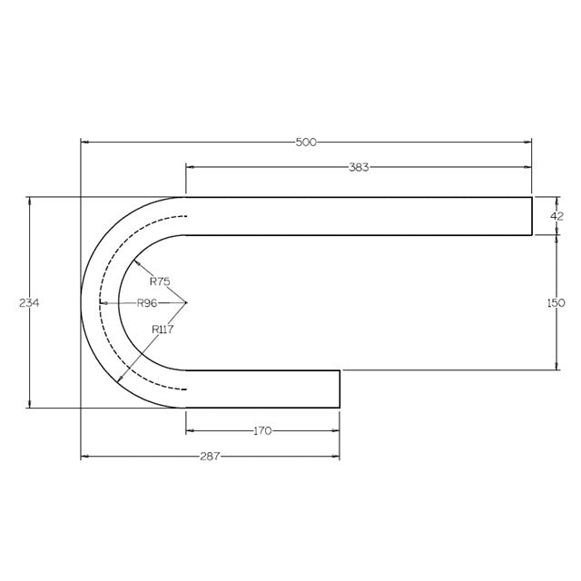 180 degree Disability Handrail Termination for 42mm Galv Pipe