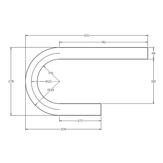 180 degree Disability Handrail Termination for 48mm Galv Pipe