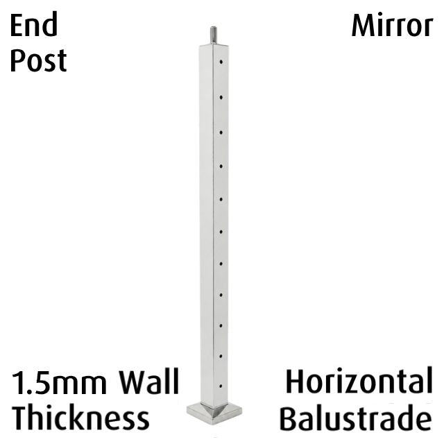 Square End Post for Horizontal Balustrade - Mirror