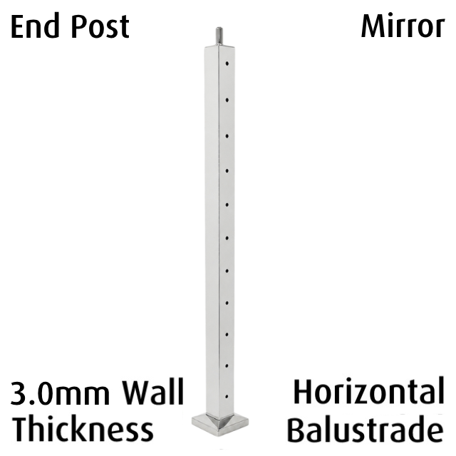 Square End Post for Horizontal Balustrade - Mirror