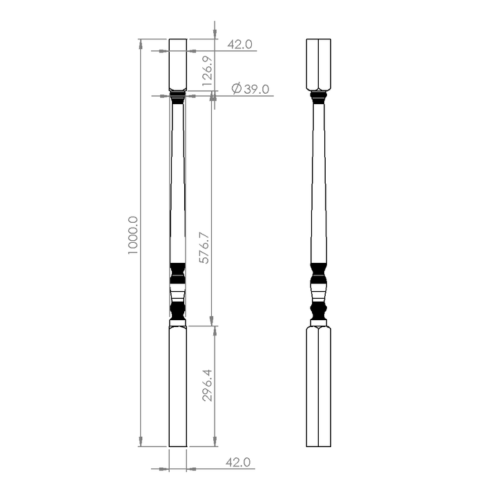 No.2 Turned Timber Balusters 1000x42sq