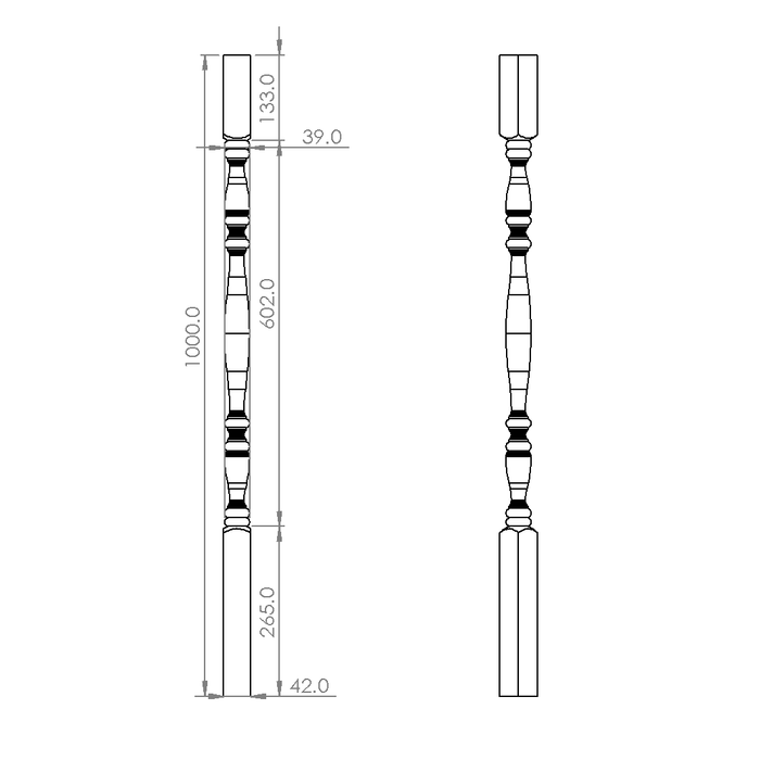 Fancy Colonial Turned Timber Balusters 1000x42sq