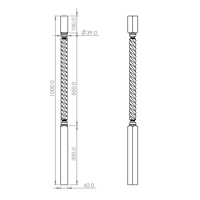 Florentine Twisted Timber Balusters 1000x42sq