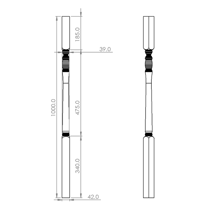 Heights Turned Timber Balusters 1000x42sq