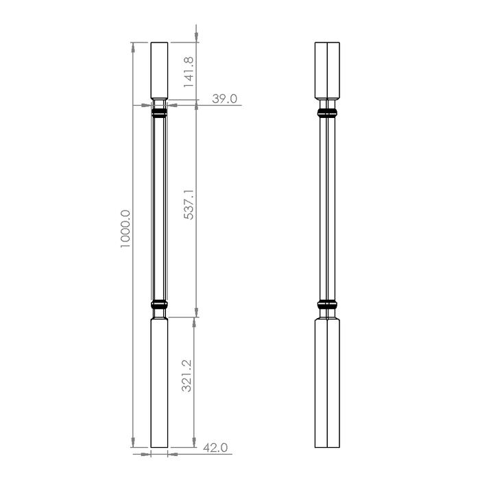 Ramsgate Turned Timber Balusters 1000x42sq