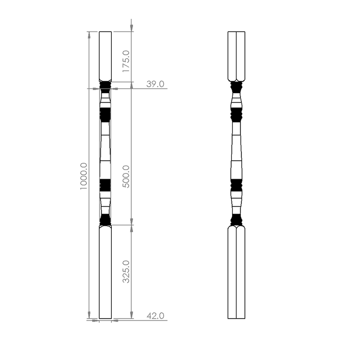 #1 Turned Timber Balusters 1000x42sq