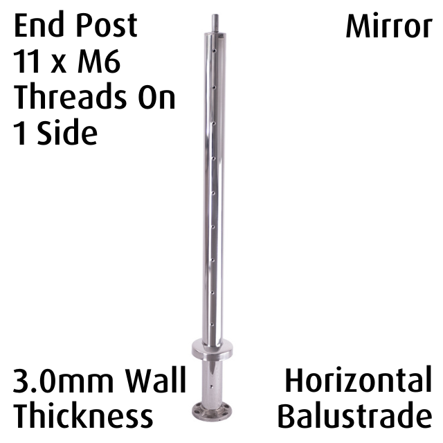 Round End Post (3mm) - Horizontal Balustrade - Mirror