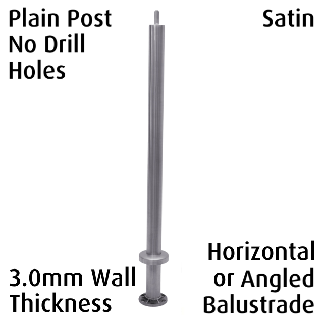 Round Post (3mm) - Angled or Horizontal Balustrade - Plain - Satin