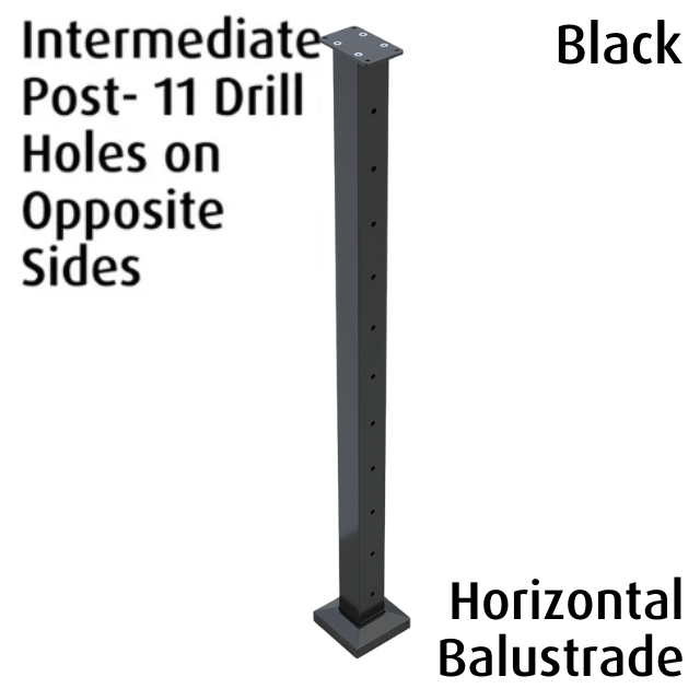 Square Intermediate Post with 2x11 Holes - Black