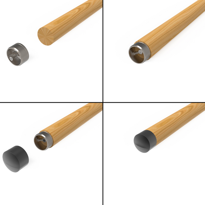 Designer Rail - 43mm diam - Flat End Cap (Black)