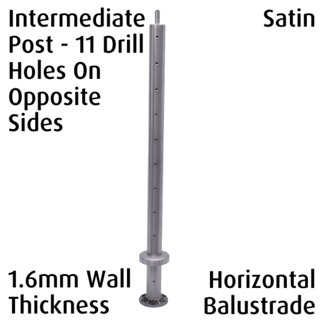 Round Intermediate Post (1.6mm) - Horizontal Balustrade - Satin