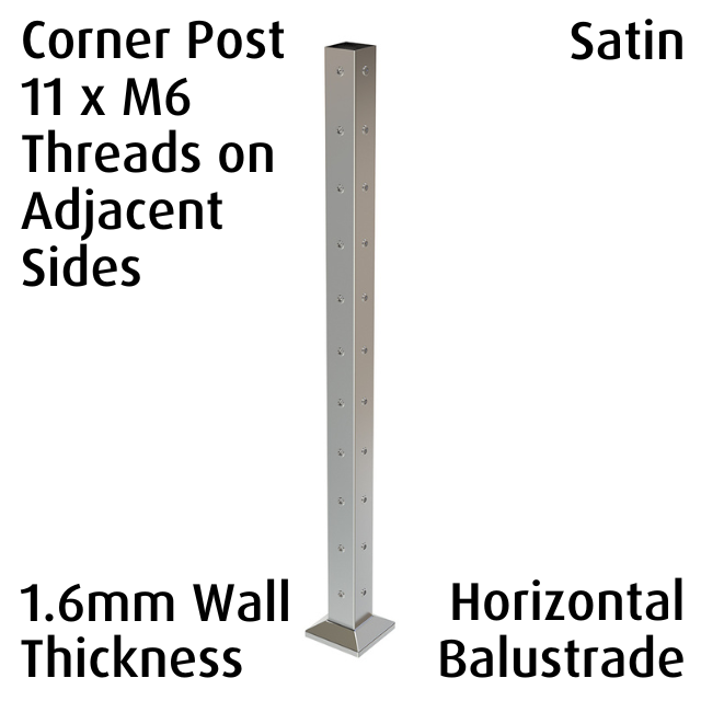 Square Corner Post with 2x11 M6 Nutserts (Open Top) - Satin