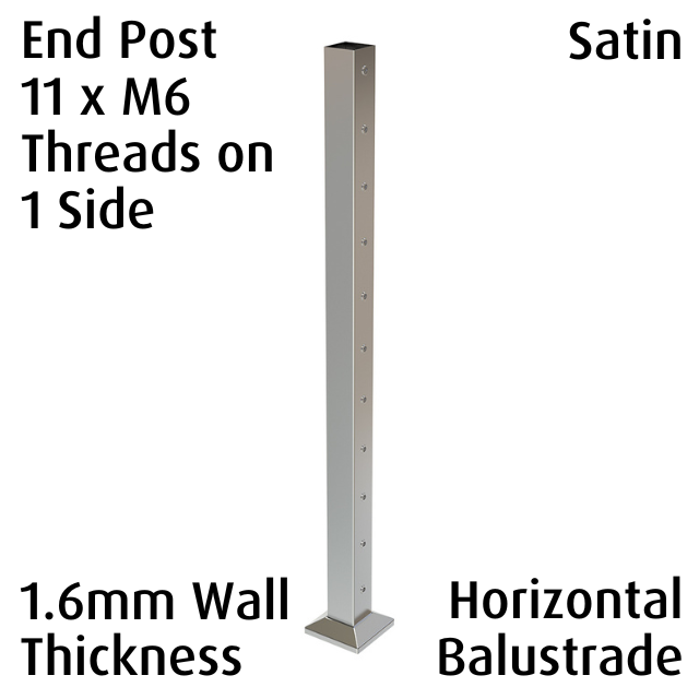 Square End Post with 11 M6 Nutserts (Open Top) - Satin