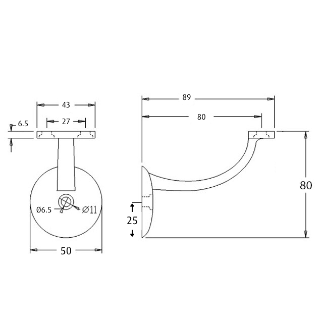 80mm Budget Handrail Bracket (White)