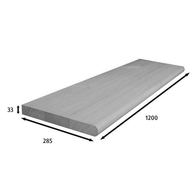 1200x285x33mm Stair Treads with Bullnose (Vic Ash)