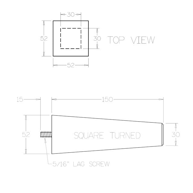 150mm Square-Line Furniture Legs (Pine)