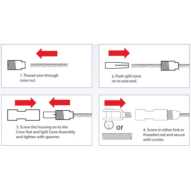 Swageless Fork Bottle Screw - 3.2mm Wire