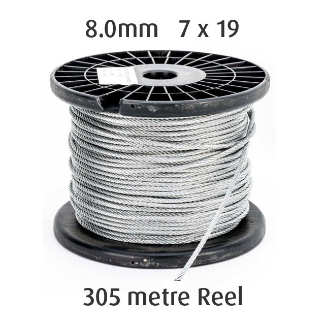 8.0mm Wire Cable Rope - 7x19 - 305 metre Reel