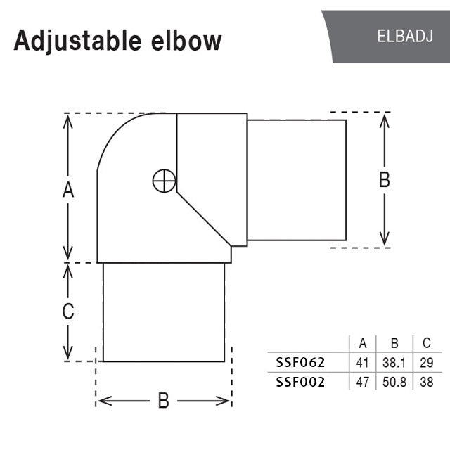 Adjustable Angle Bend for 38.1 Round Satin Tube