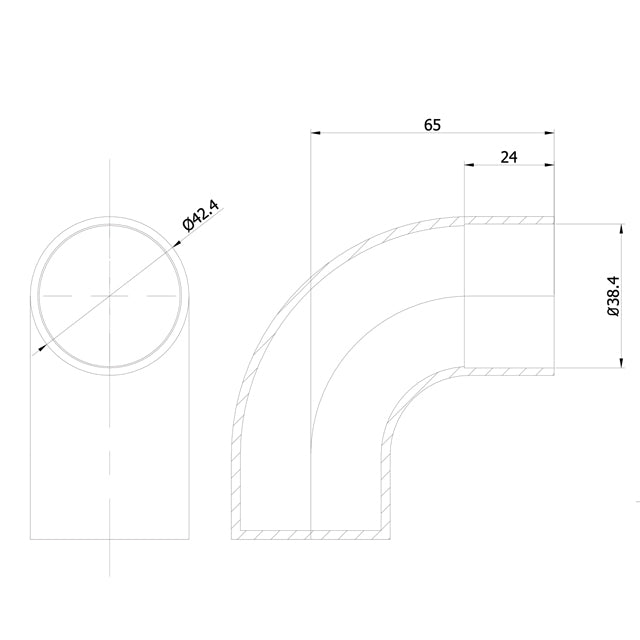 Designer Rail - 43mm diam - Terminating Bend (Satin)