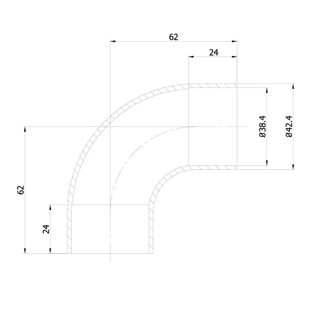 Designer Rail - 43mm diam - 90 deg Bend (Satin)