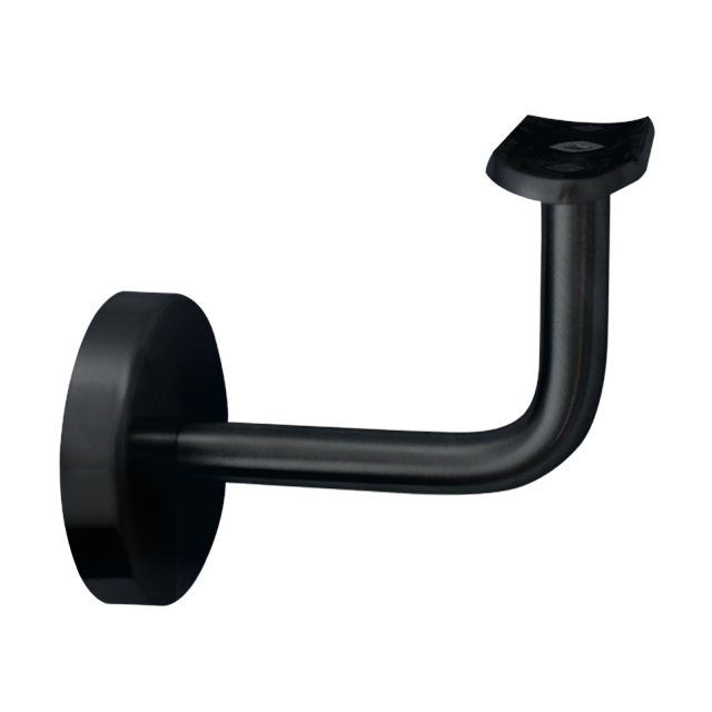 80mm Concealed Handrail Bracket - Curved Cradle (Black)