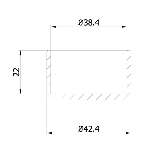 Designer Rail - 43mm diam - Flat End Cap (Satin)