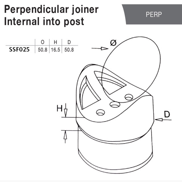 Perpendicular Joiner for 50.8 Round Mirror Tube